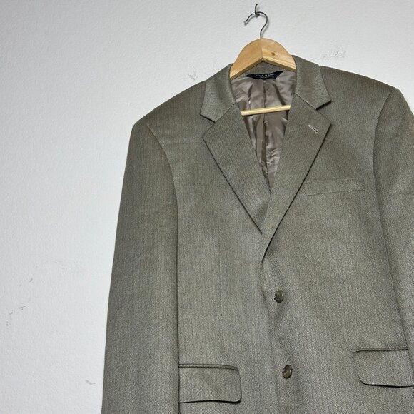 Jos A Bank Silk Camel Hair Blend Blazer Sport Coat Jacket Men 42R Beige Office - Picture 13 of 16